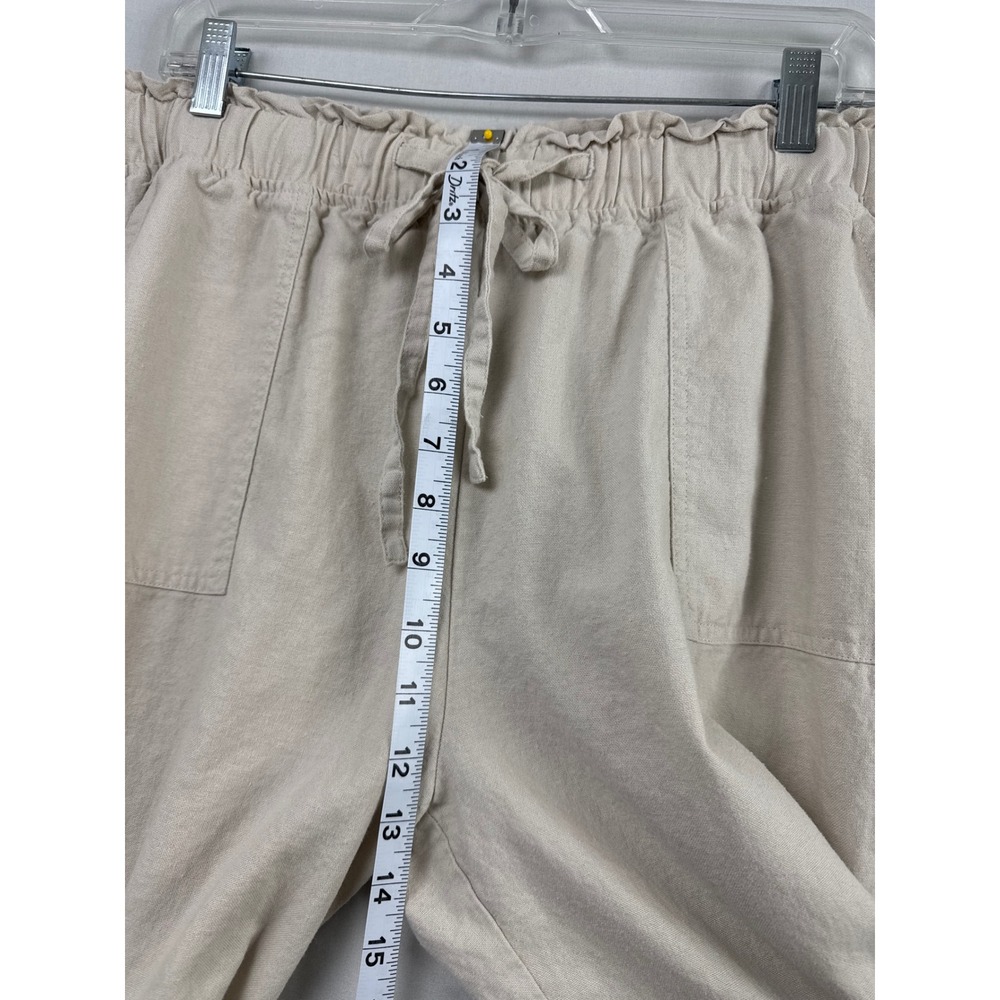 Calligraphie Linen Blend Wide Leg Pants Womens L Beige Excellent Paperbag Slit - Picture 7 of 10